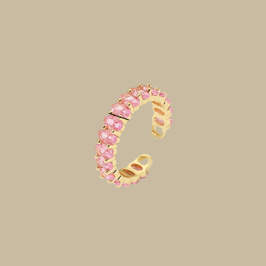 Pink Crystal Eternity Open Ring ( Free Size )