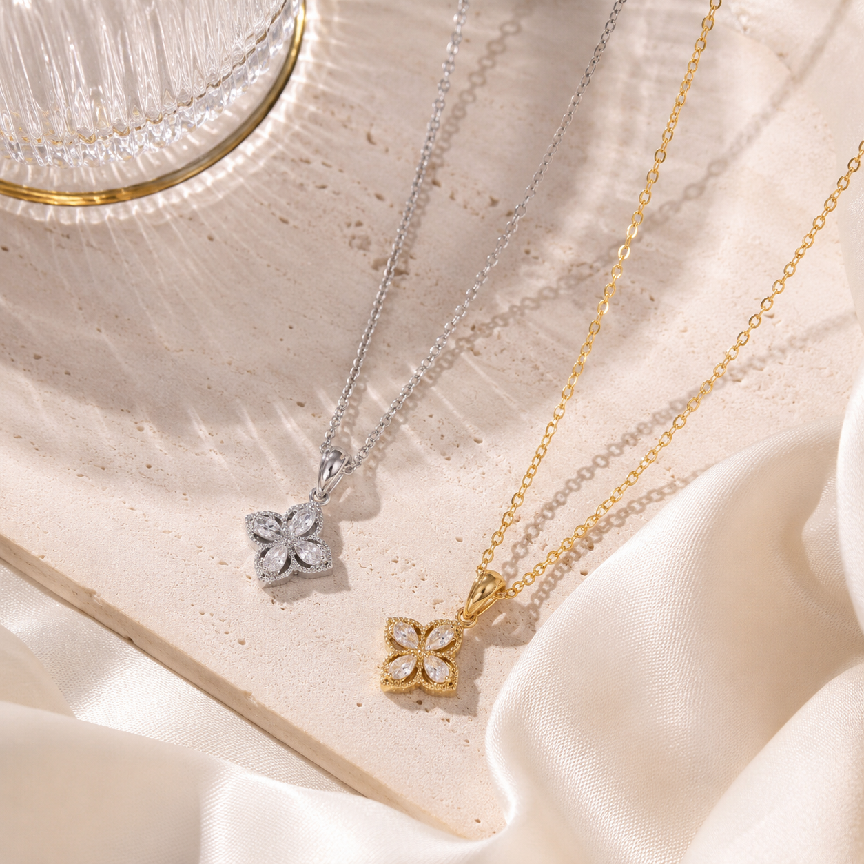Four Petal Bloom Necklace | Tarnish Resistant