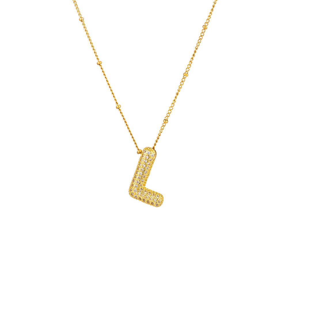 Paved Initial Necklace - Tarnished Resistant