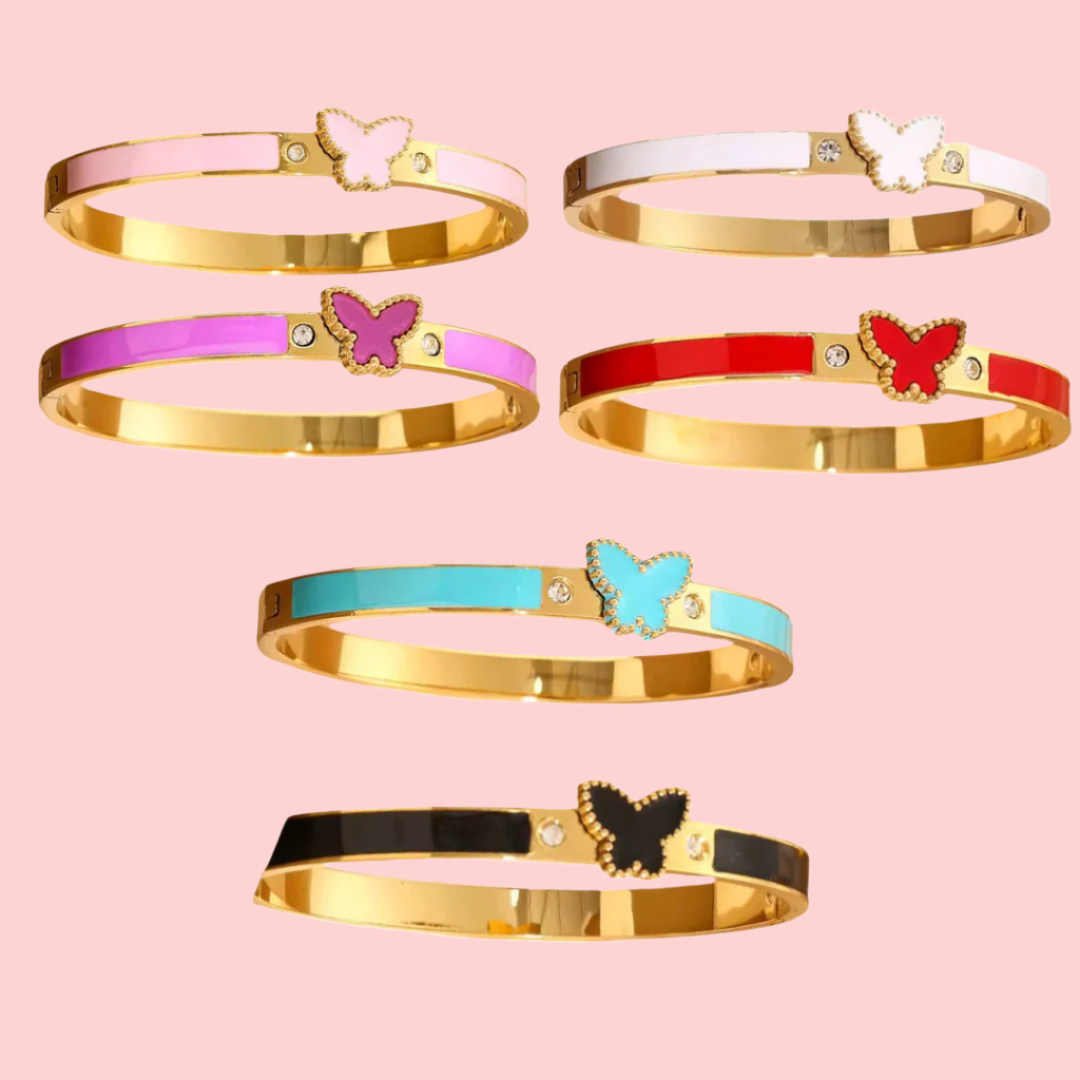 Butterfly Enamel Bangles - Tarnished Resistant