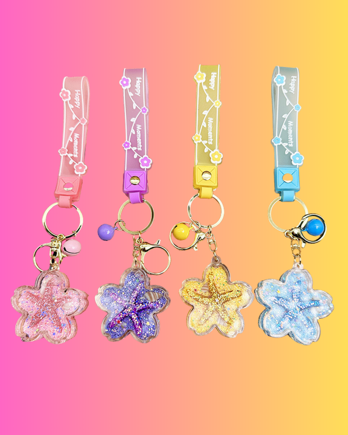Starfish Glitter Bag Charms / Keychains ( 4 Colors )