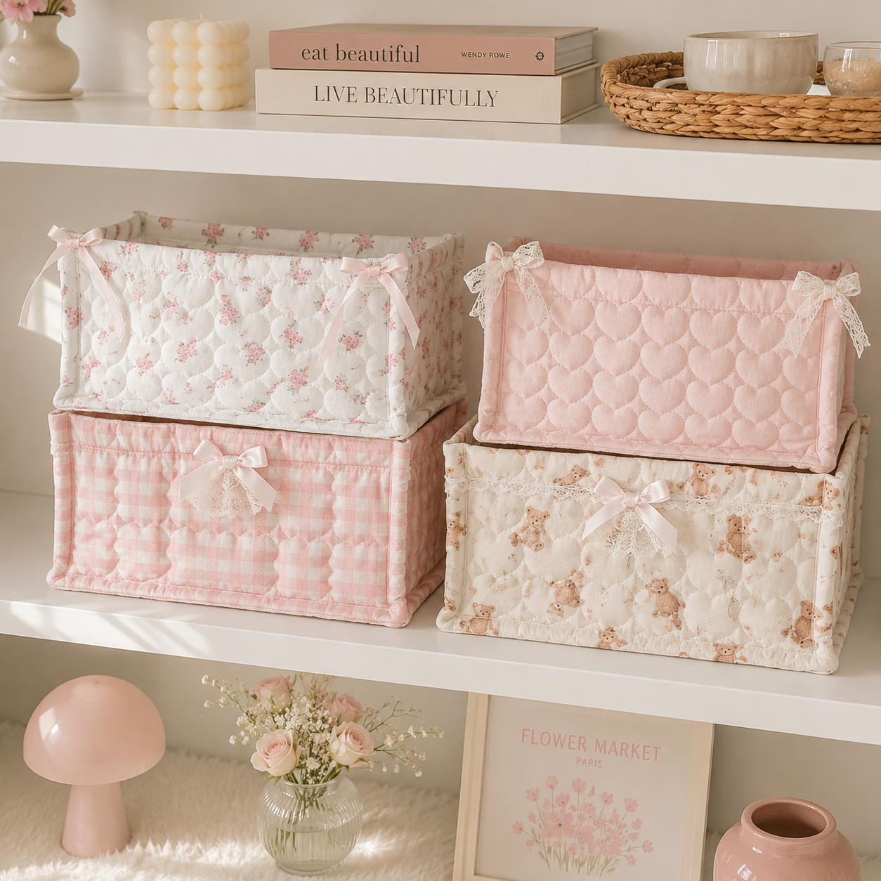 Rosie Gingham Storage Basket
