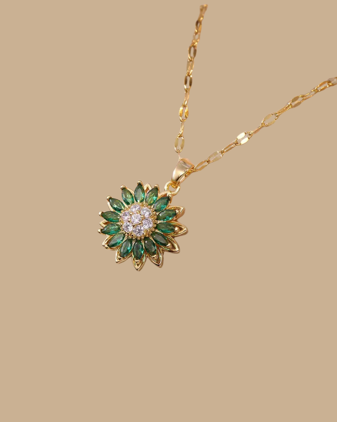 Green Sunflower Necklace