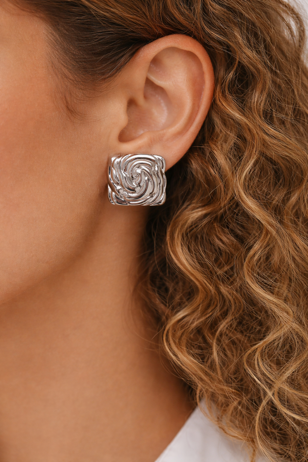 Textured Square Stud Earrings