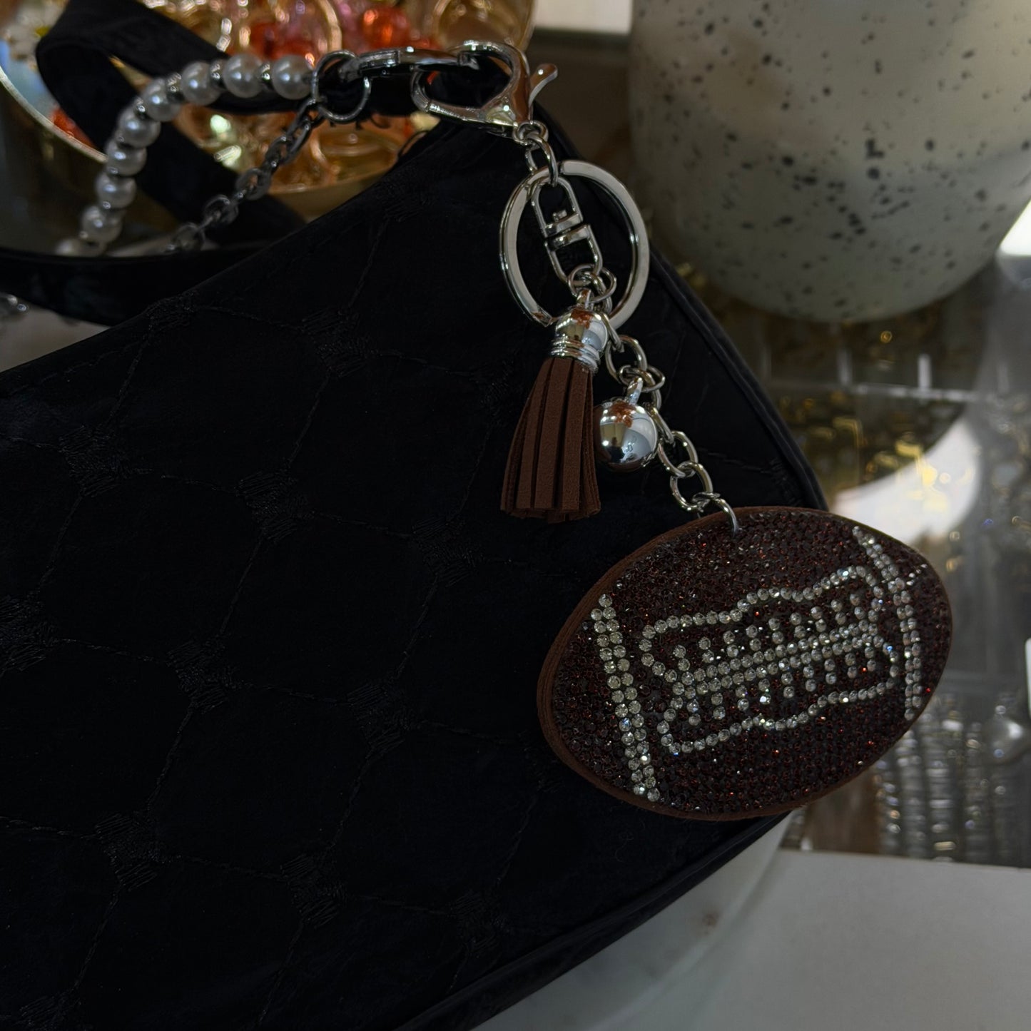 Football Bedazzled Bag Charm