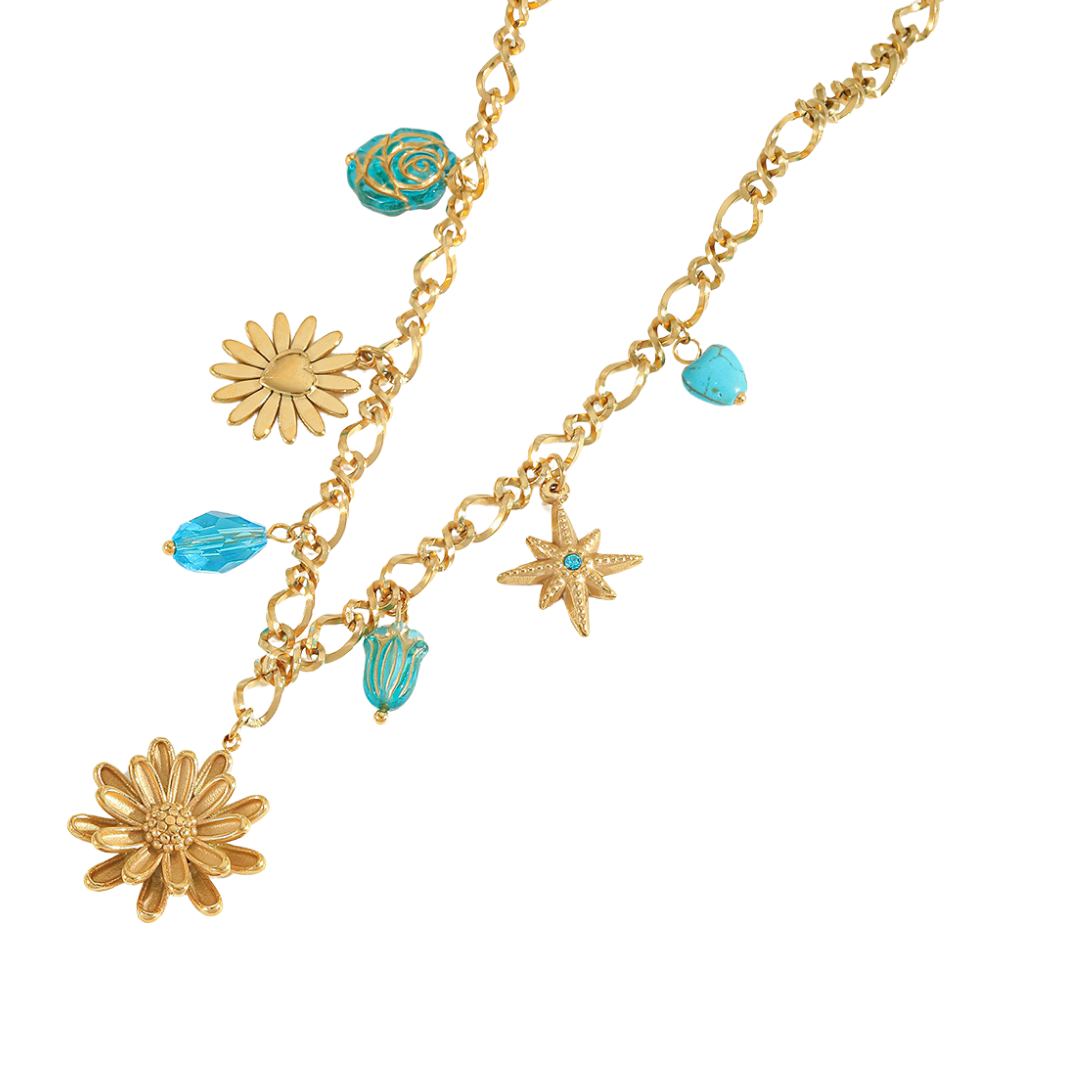 Turquoise Charm Necklace - Tarnished Resistant