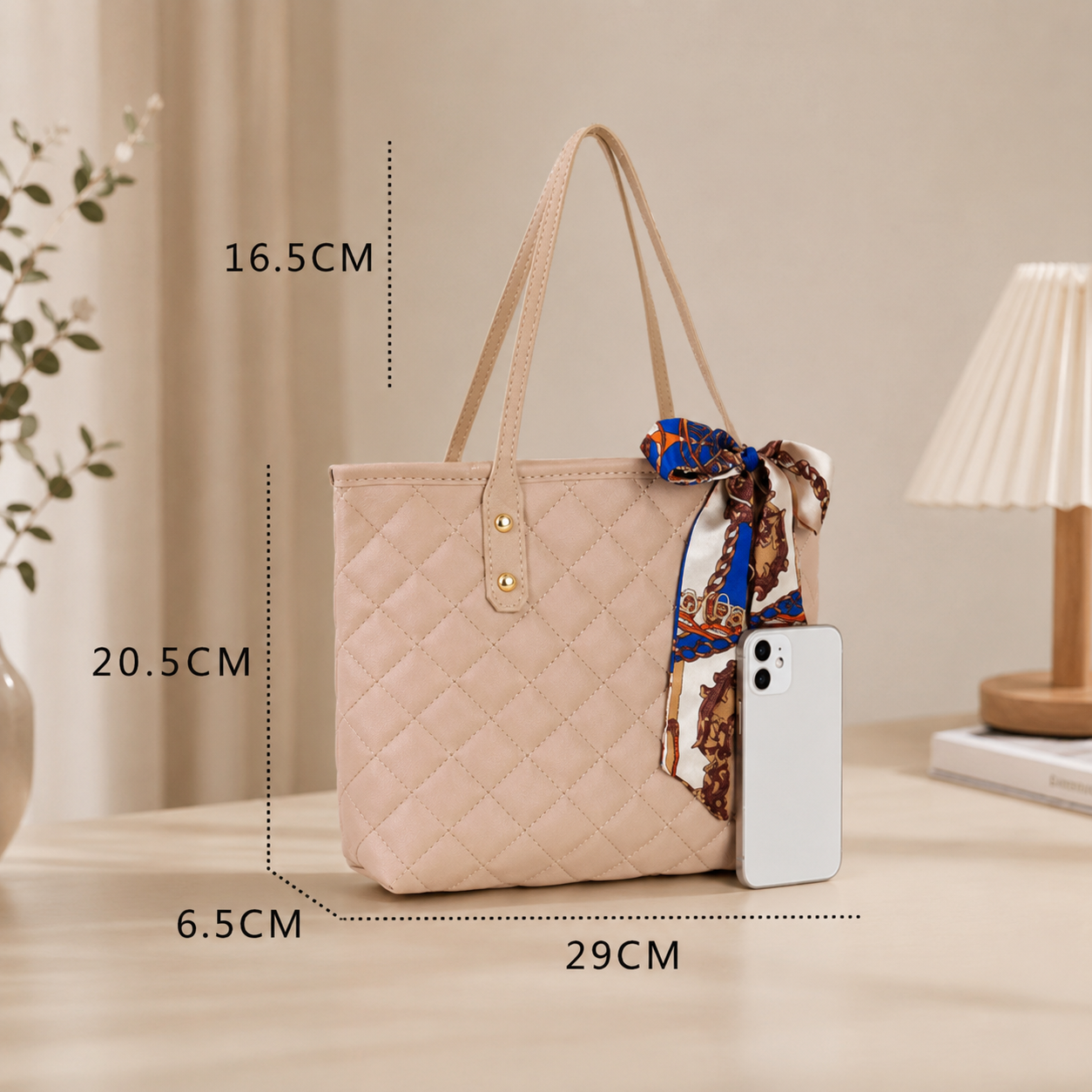 Classic Quilted Tote with Scarf