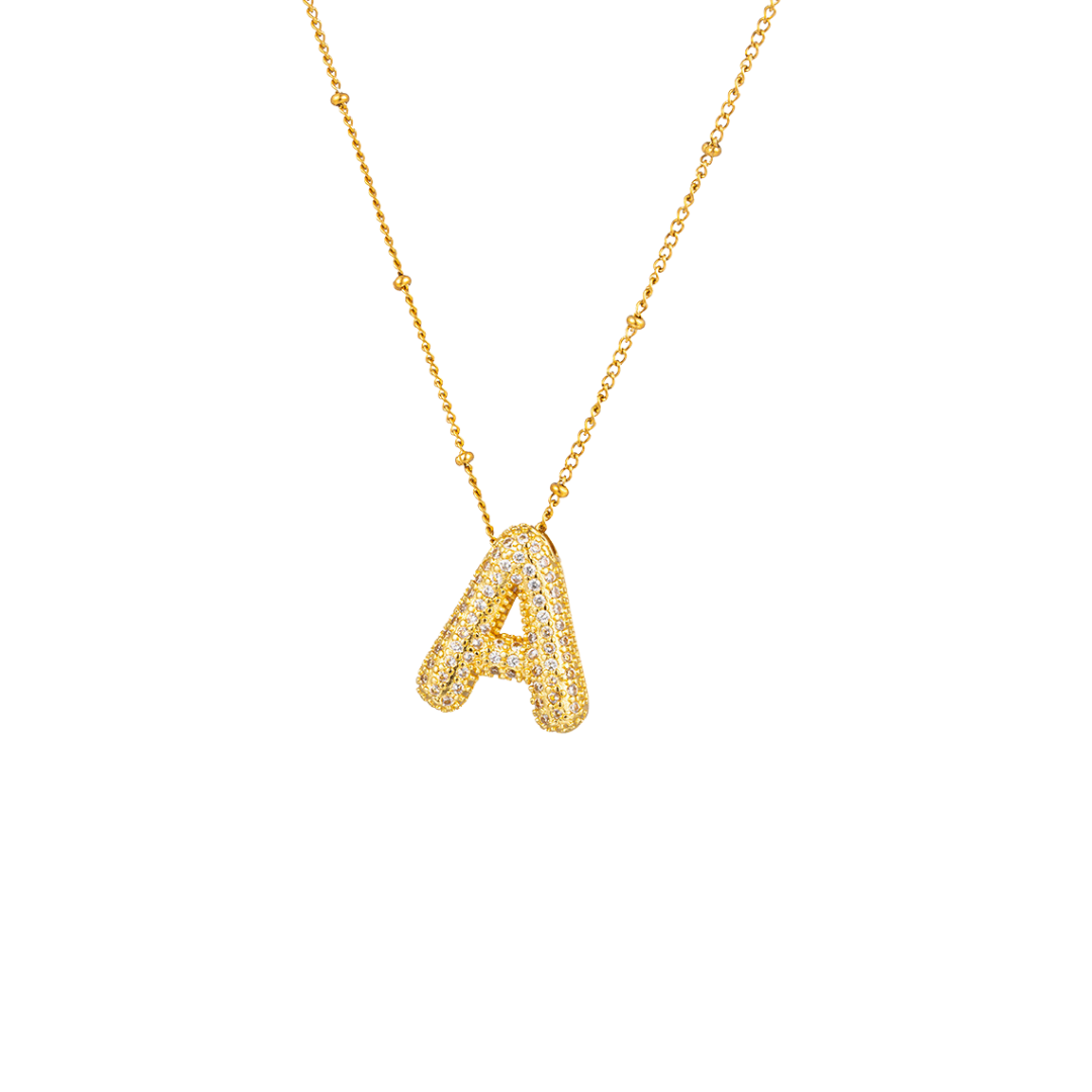 Paved Initial Necklace - Tarnished Resistant
