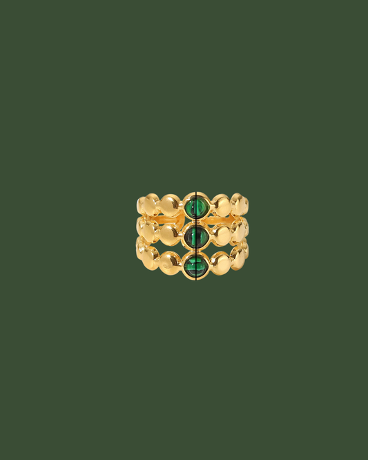 Emerald Orbit Adjustable Open Ring