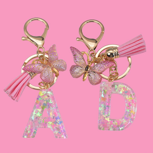 Pink Butterfly Letter Bag Charms