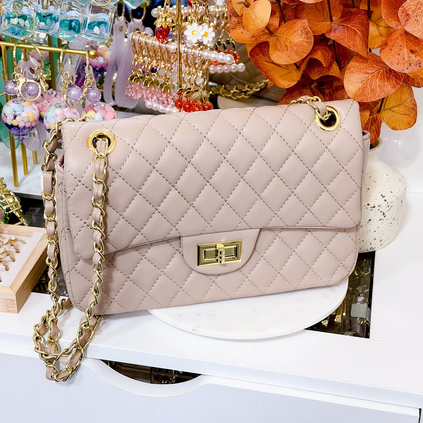 Beige Quilted Bag