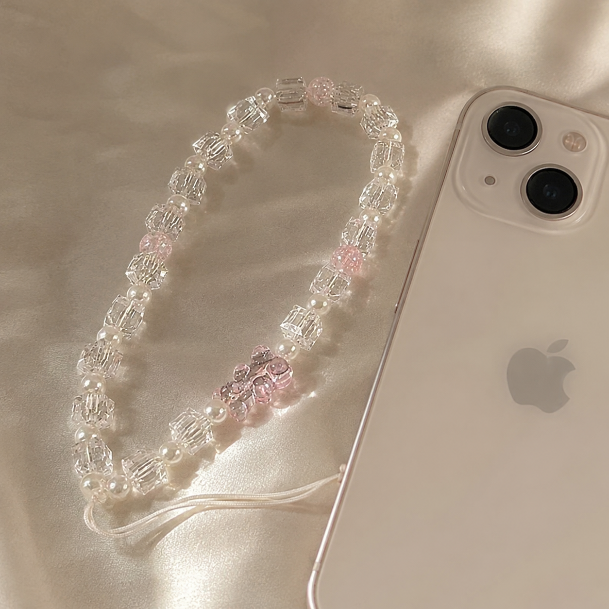 Pink Teddy Crystal Phone Strap