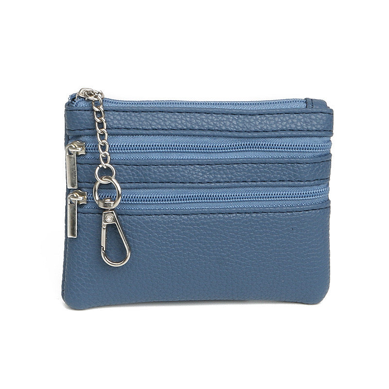 Triple Zip Coin Purse Keychain