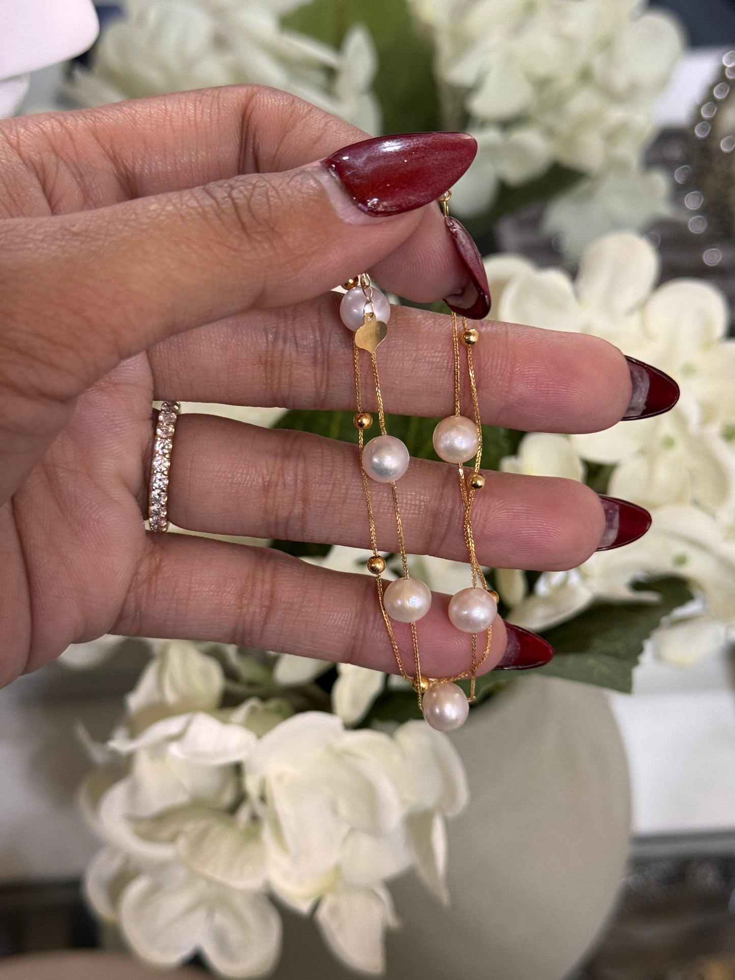 18K Gold Double Layer Pearl Bracelet