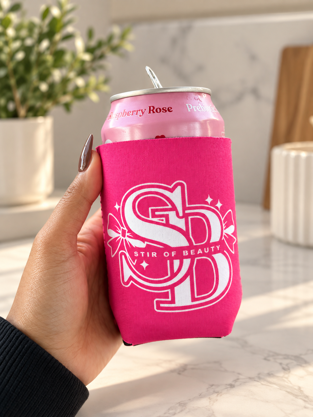Stir Of Beauty Pink Koozie Can Sleeve