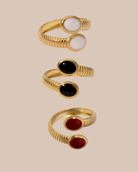 Dual Gemstone Adjustable Rings