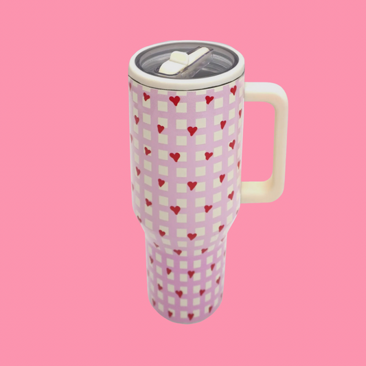 Checkered Heart Spill Free Tumblers