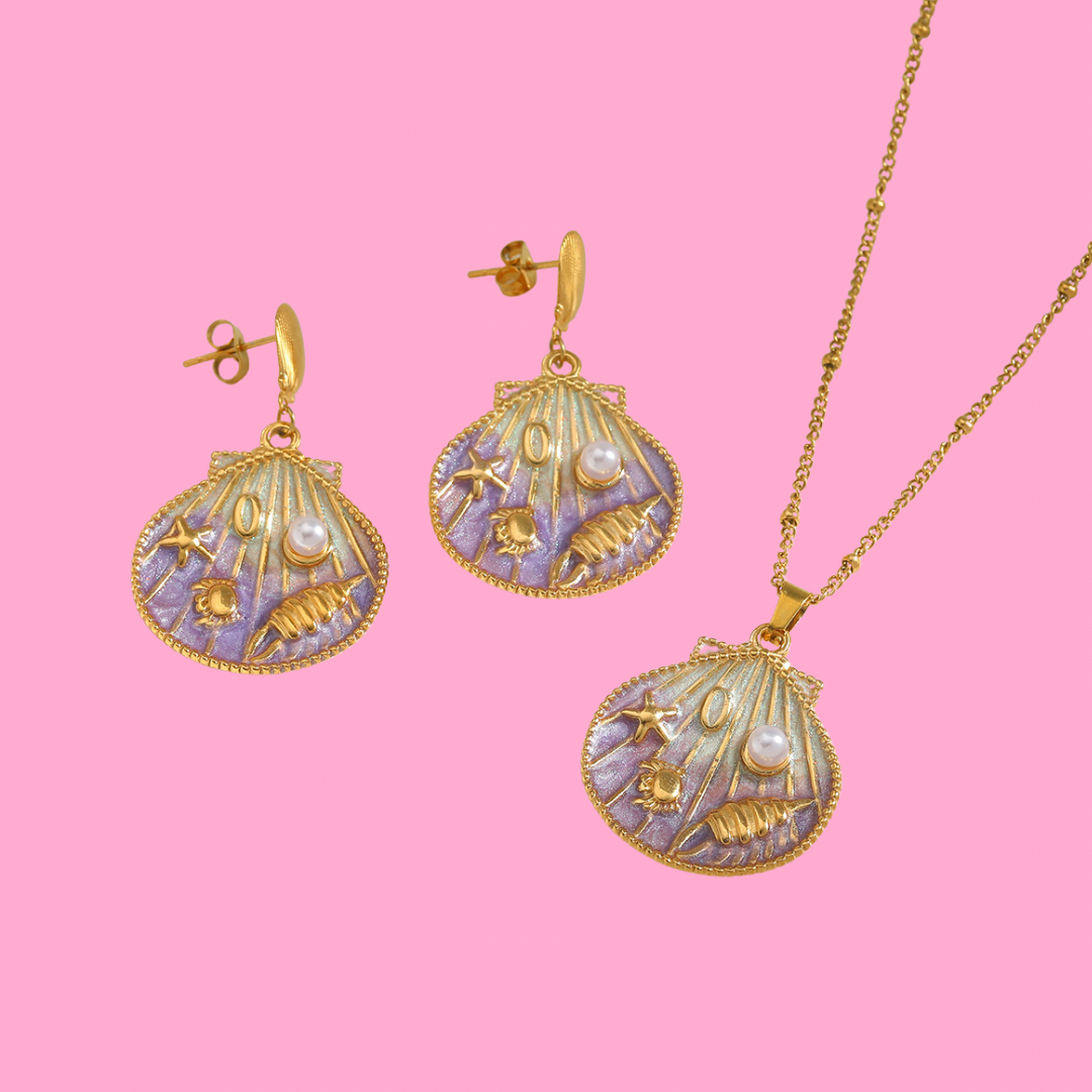 Purple Coastal Shell Earrings Or Necklace