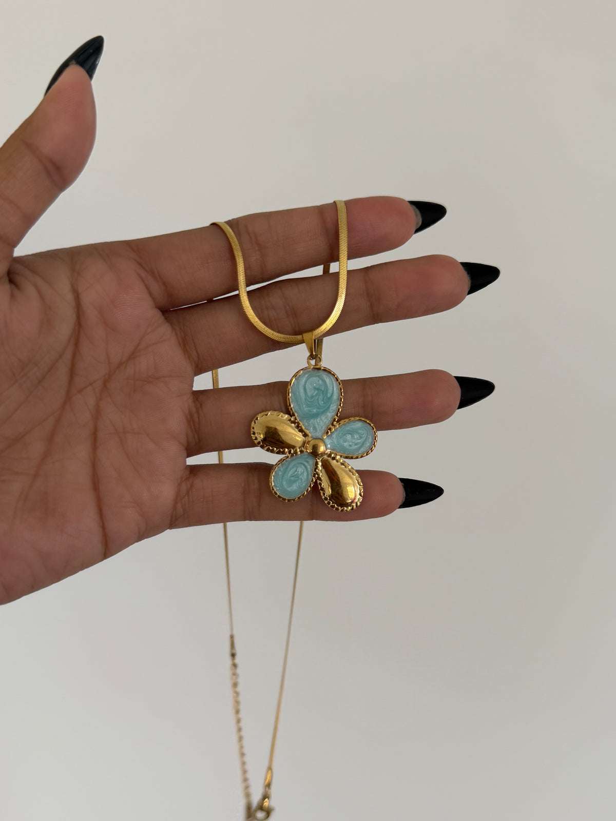 Enamel Flower Pendant Necklace