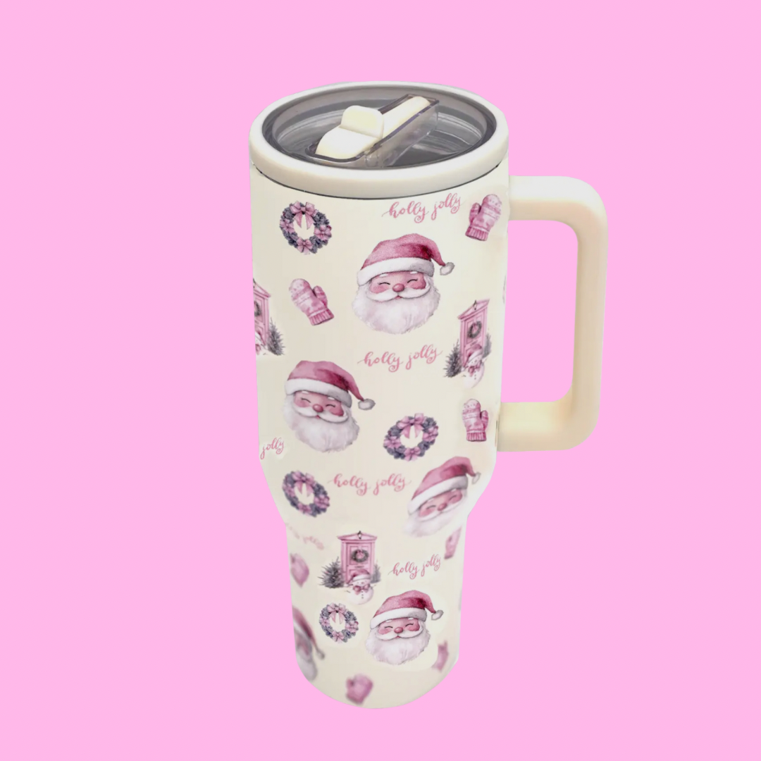 Pink Santa Spill Free Tumblers