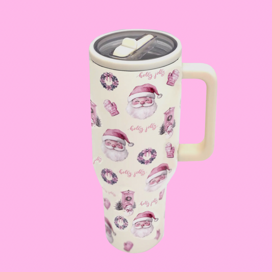 Pink Santa Spill Free Tumblers