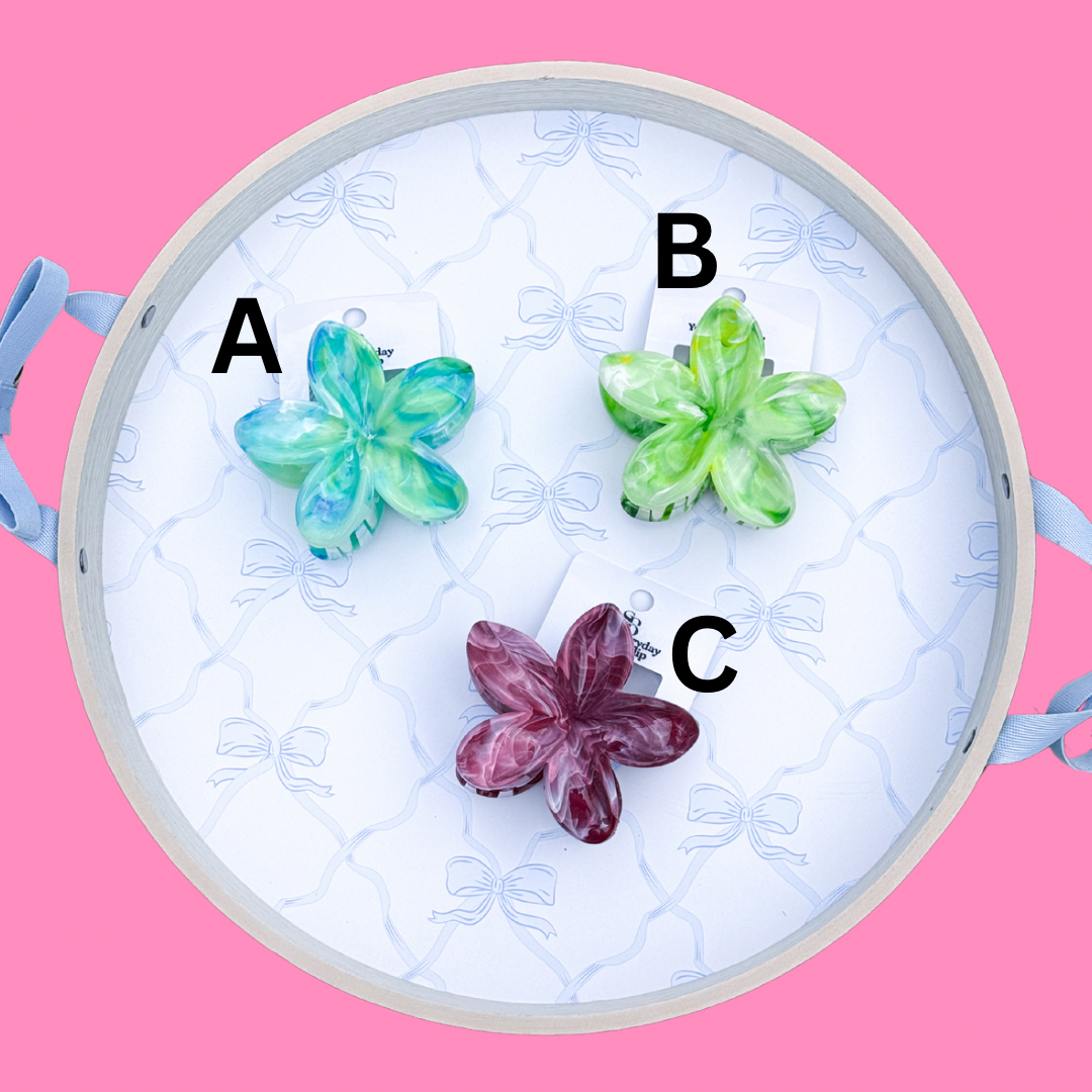 Tie Dye Plumeria Hair Clips