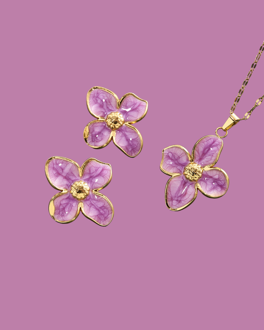 Petal Statement Necklace & Earrings Set ( 6 colors )