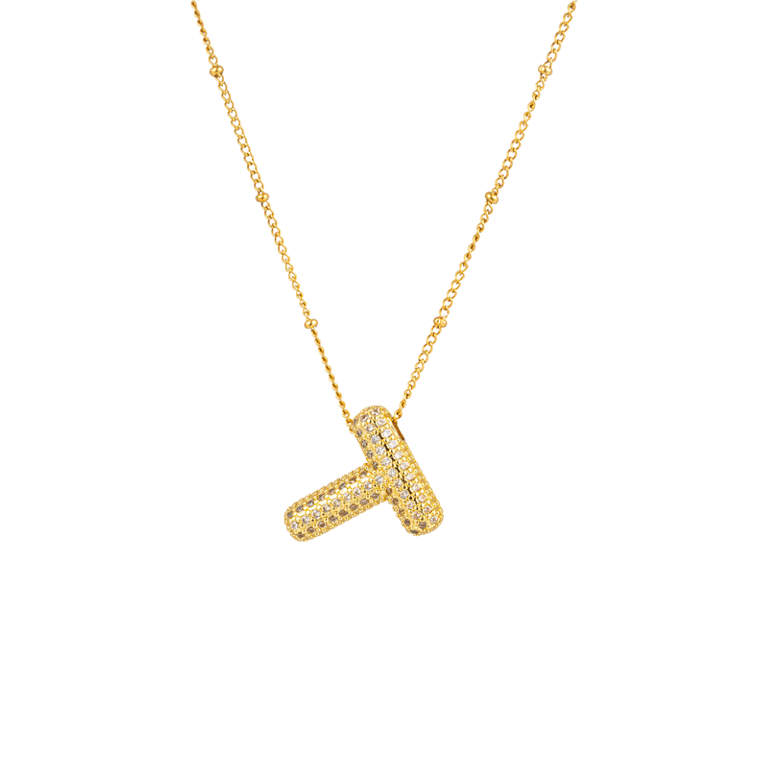 Paved Initial Necklace - Tarnished Resistant