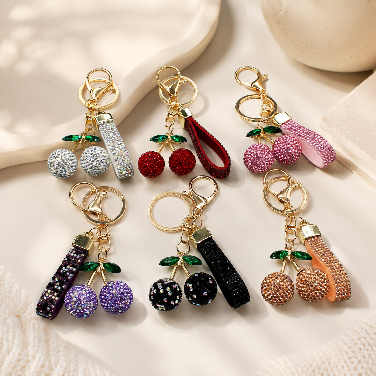Bling Cherry Bag Charm
