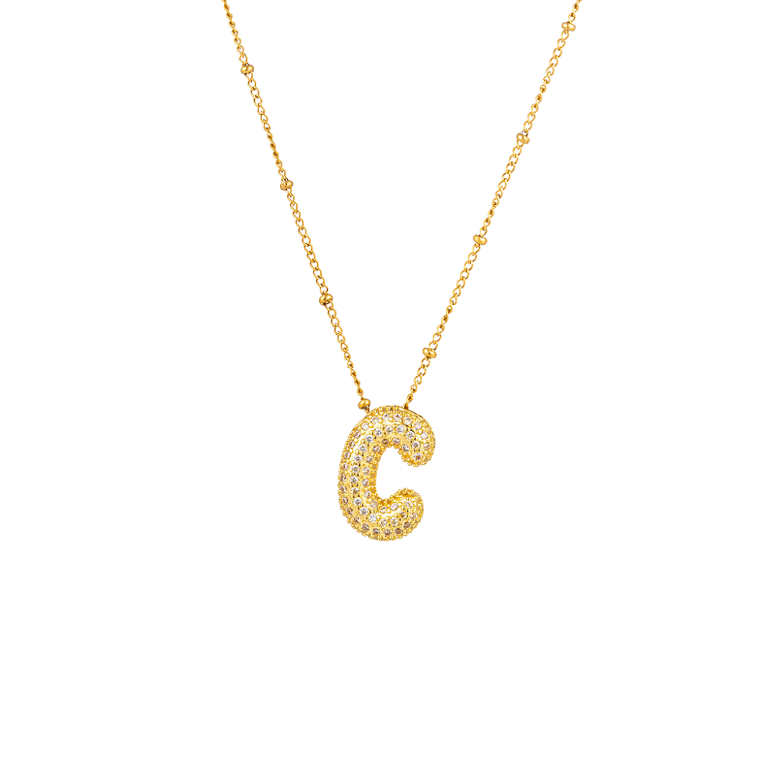 Paved Initial Necklace - Tarnished Resistant