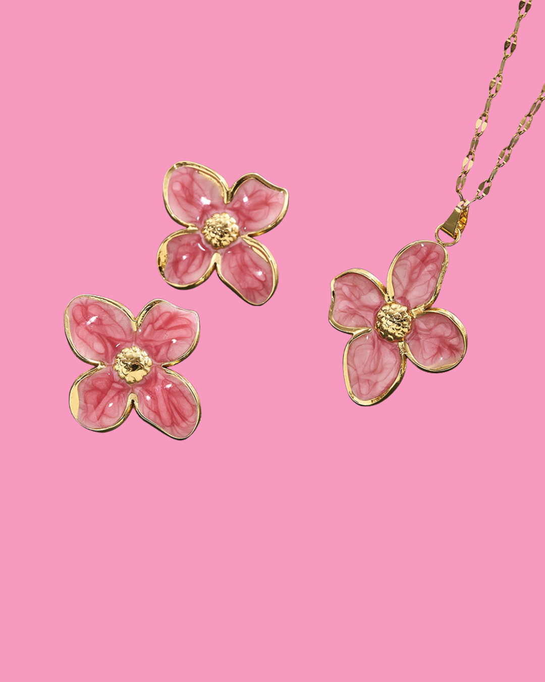 Petal Statement Necklace & Earrings Set ( 6 colors )