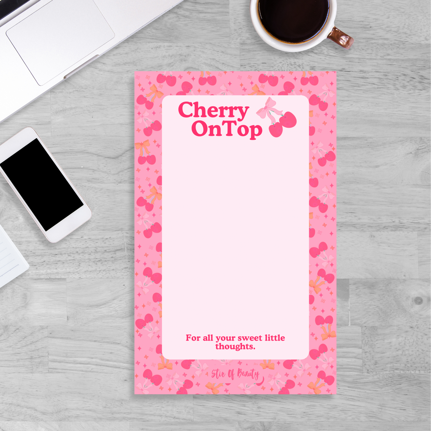 Cherry On Top Memo Pads - 5X8 Size
