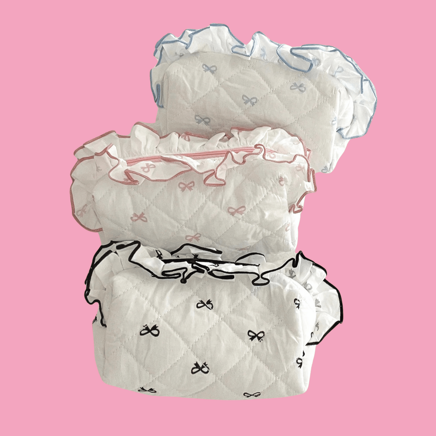 Ruffle Bow Makeup Bag