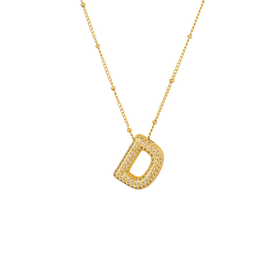 Paved Initial Necklace - Tarnished Resistant