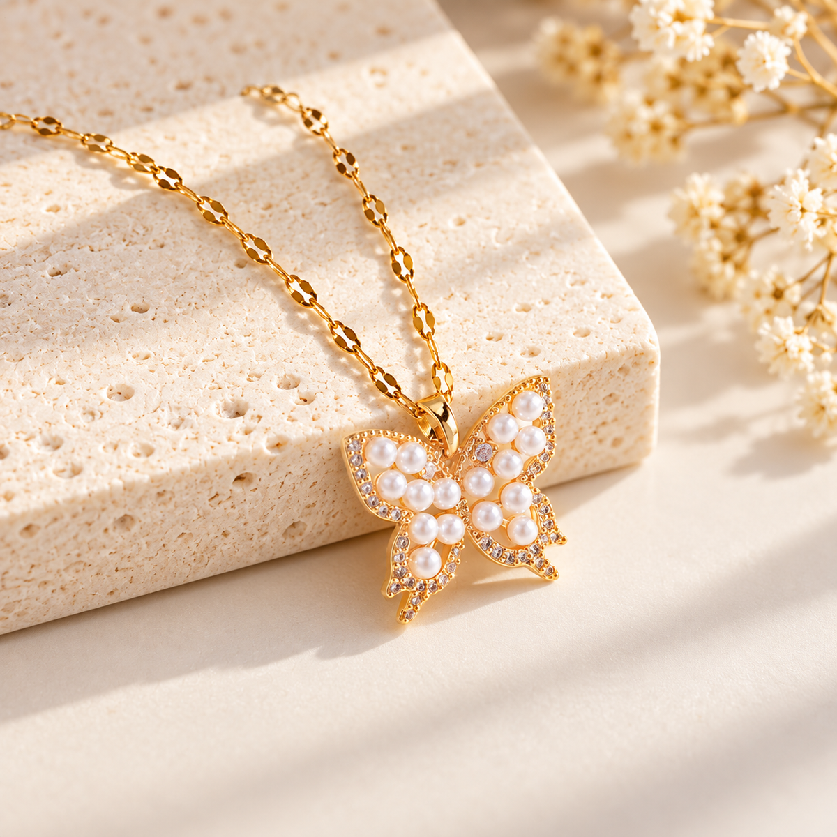 Pearl Butterfly Pendant Necklace