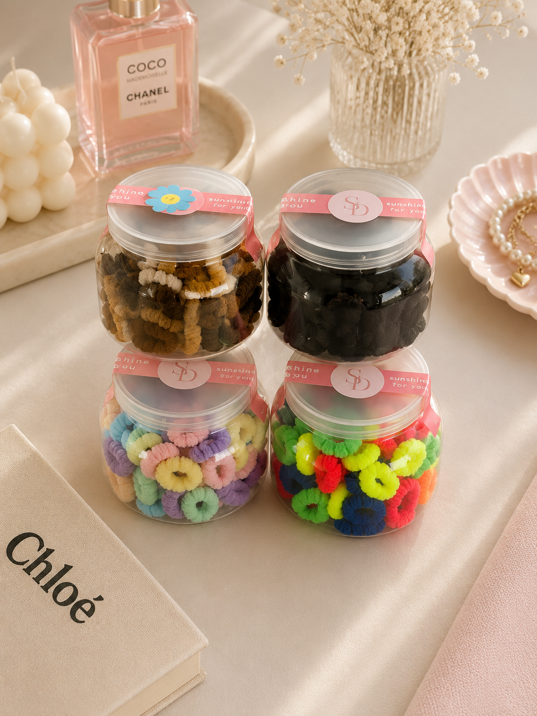 Mini Elastic Hair Tie Jar