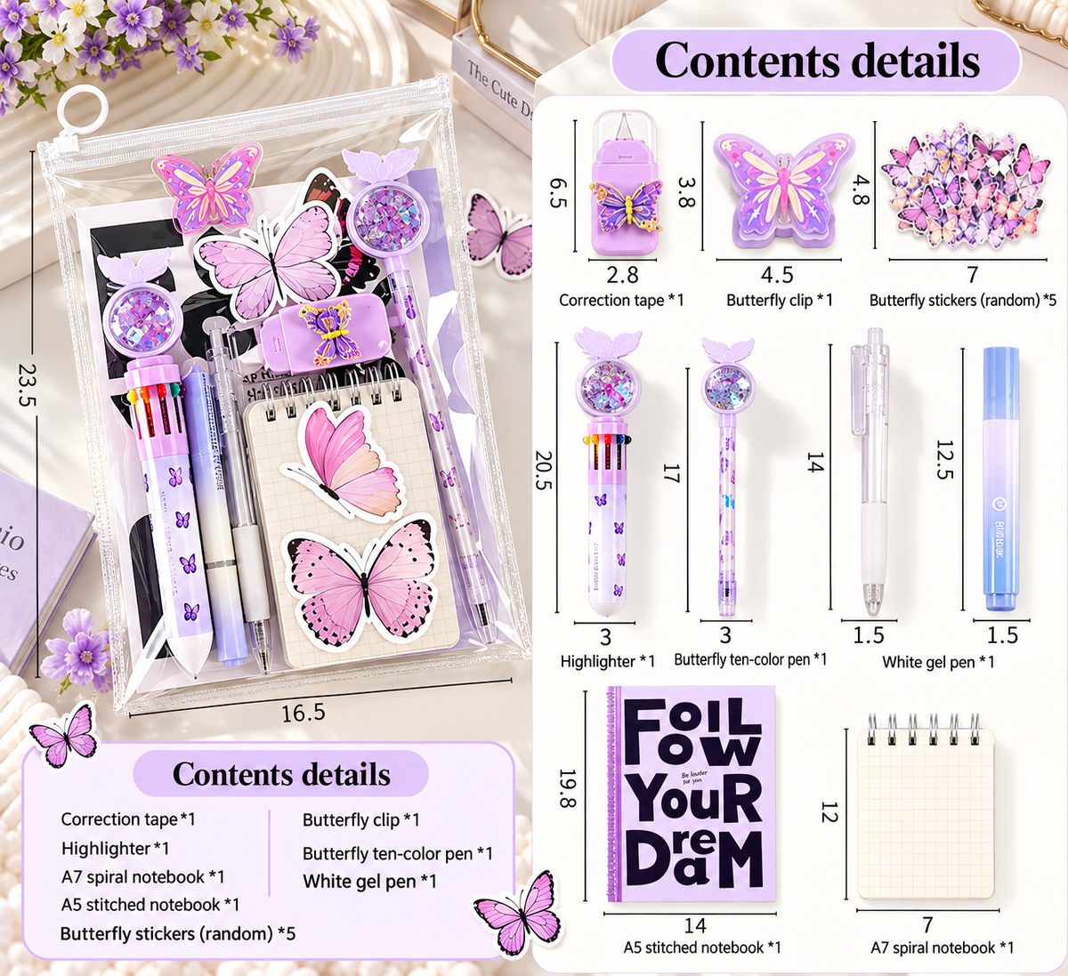 Butterfly Stationery Gift Set โ Pens, Notebook & Accessories