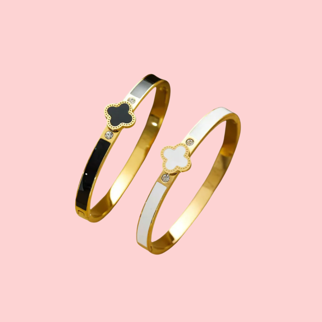 Clover Enamel Bangles - Tarnished Resistant