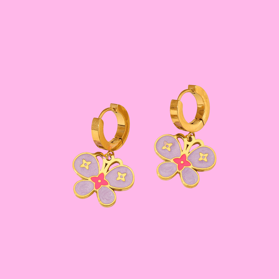 Butterfly Charm Huggie Earrings