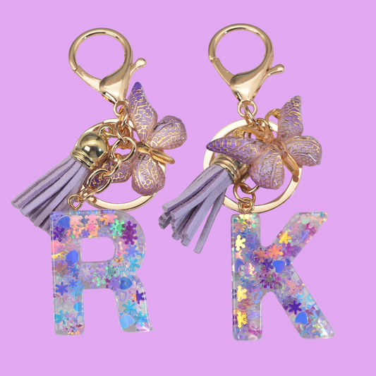 Purple Butterfly Letter Bag Charms