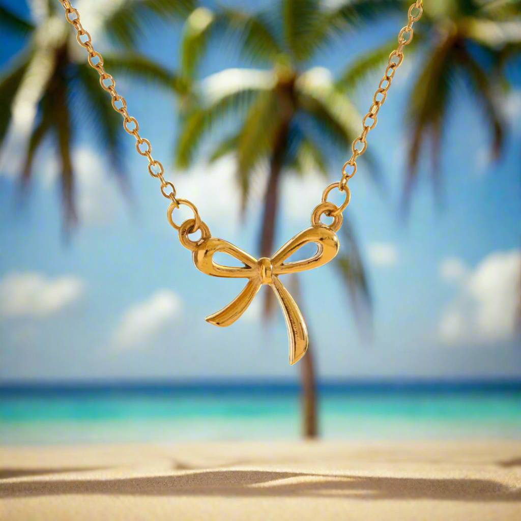 Petite Bow Necklace - Tarnished Resistant