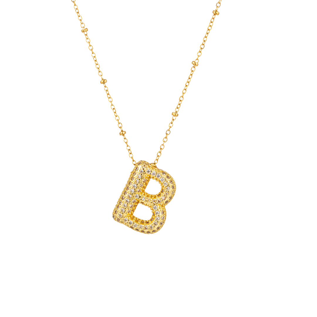 Paved Initial Necklace - Tarnished Resistant