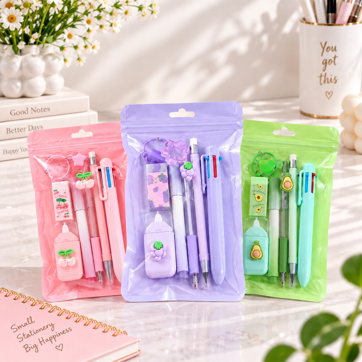 Cute Fruit-Themed Stationery & Pen Set