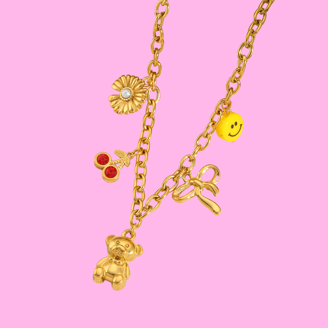 Cherry Bear Charm Necklace