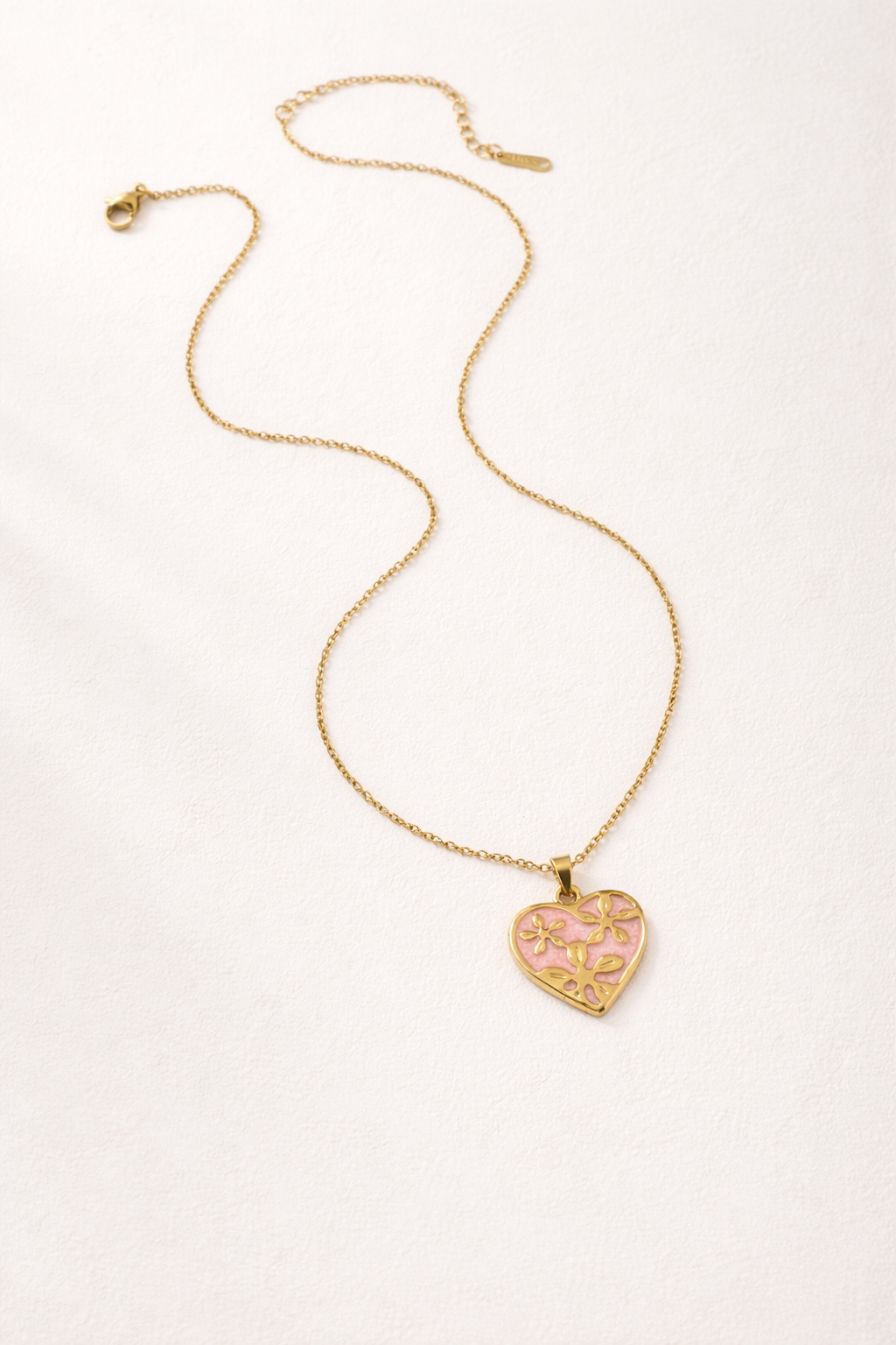 Pink Daisy Heart Necklace