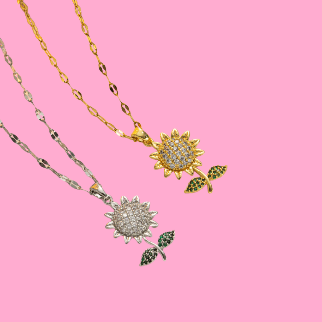 Bling Sunflower Necklace ( 2 colors available )