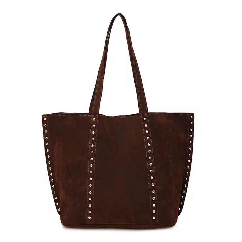 Studded Suede Large Tote Bag