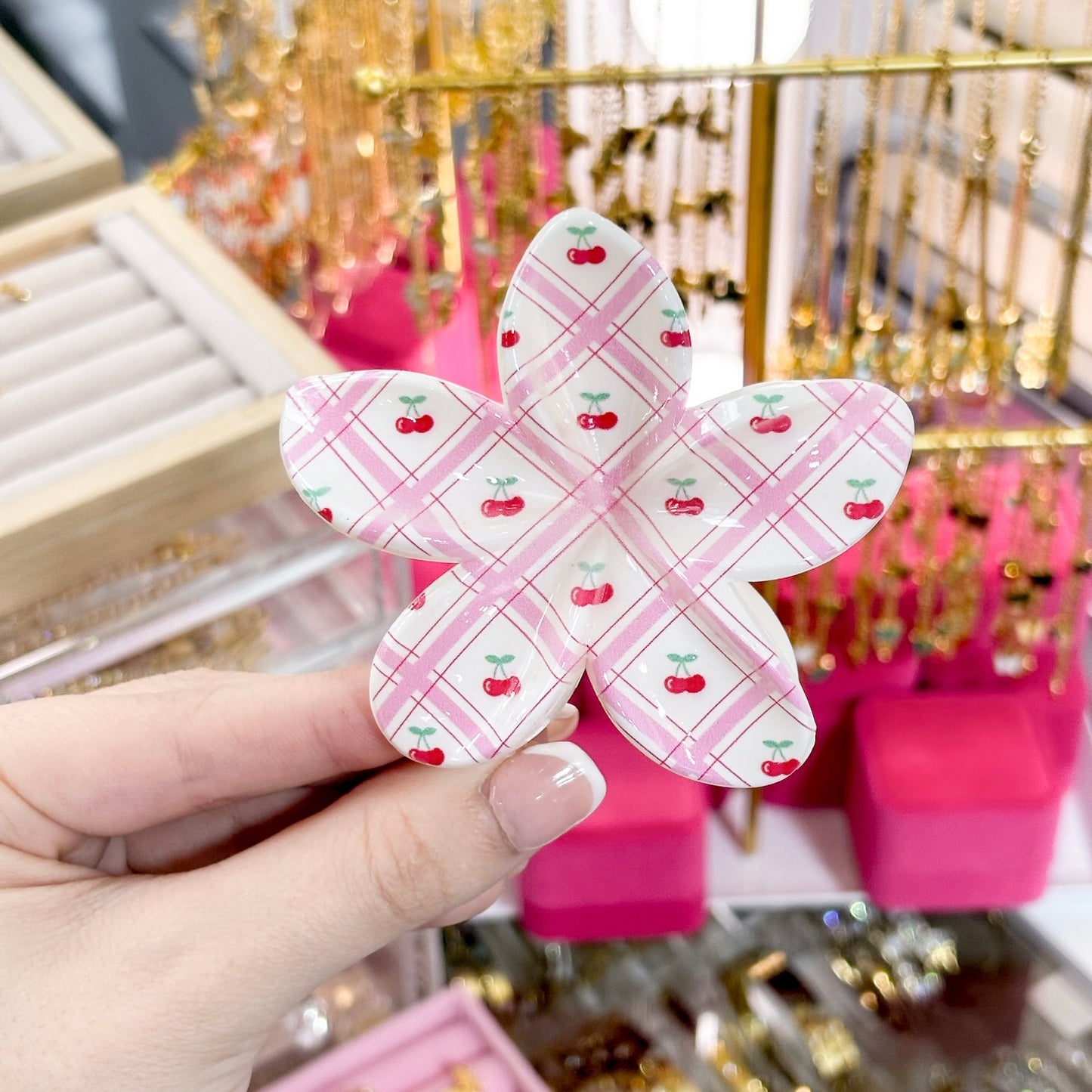 Checkered Flower Clip