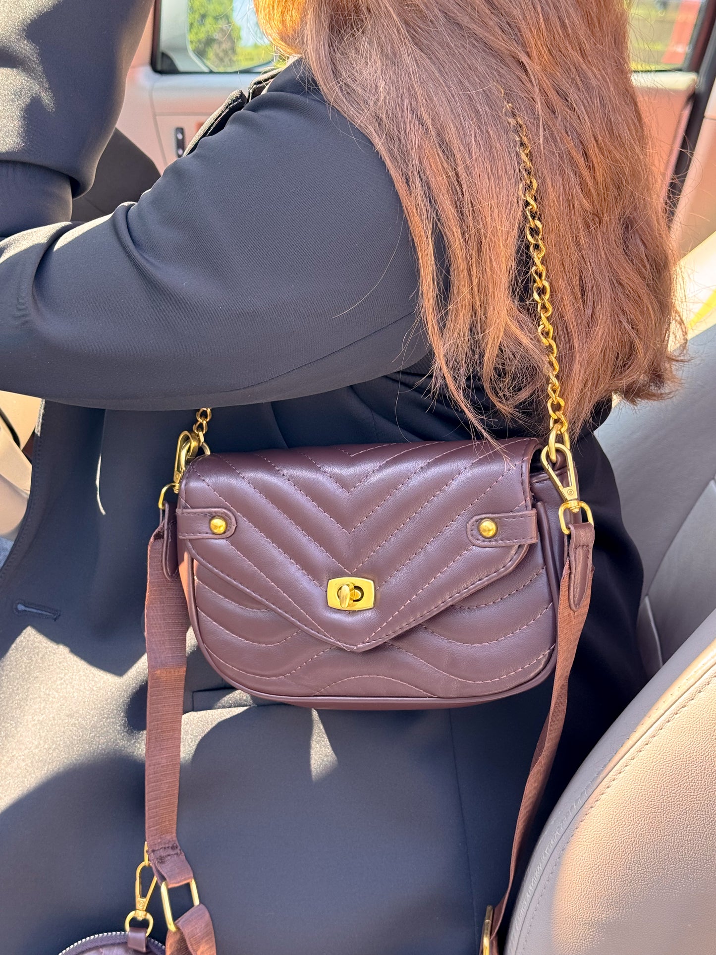 Velour Crossbody Bag With Pouch