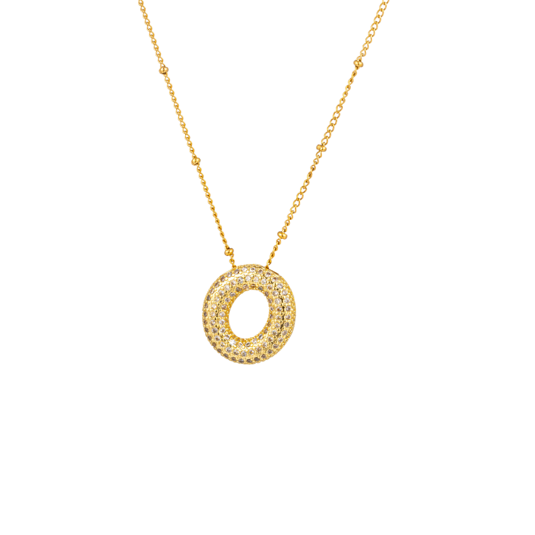Paved Initial Necklace - Tarnished Resistant